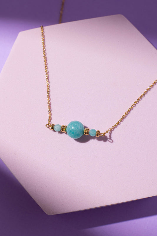 NAUJIENA! Kaklo papuošalas su amazonitu (45 cm)